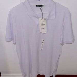 ZARA MENS WHITE OXFORD POLO